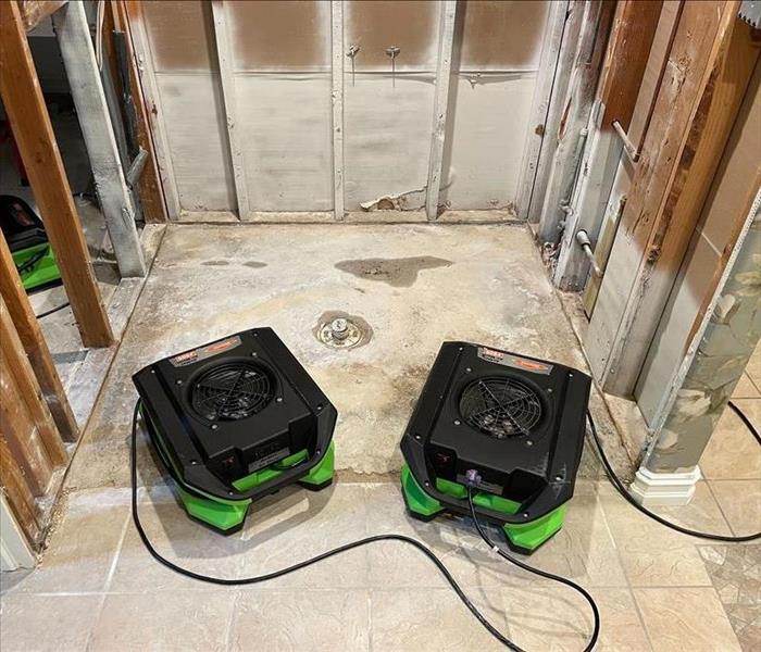 air movers in torn-out shower